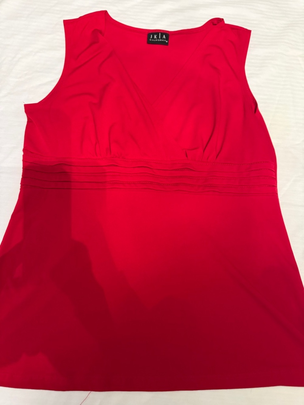 JKLA Sleeveless Red V-Neck Blouse